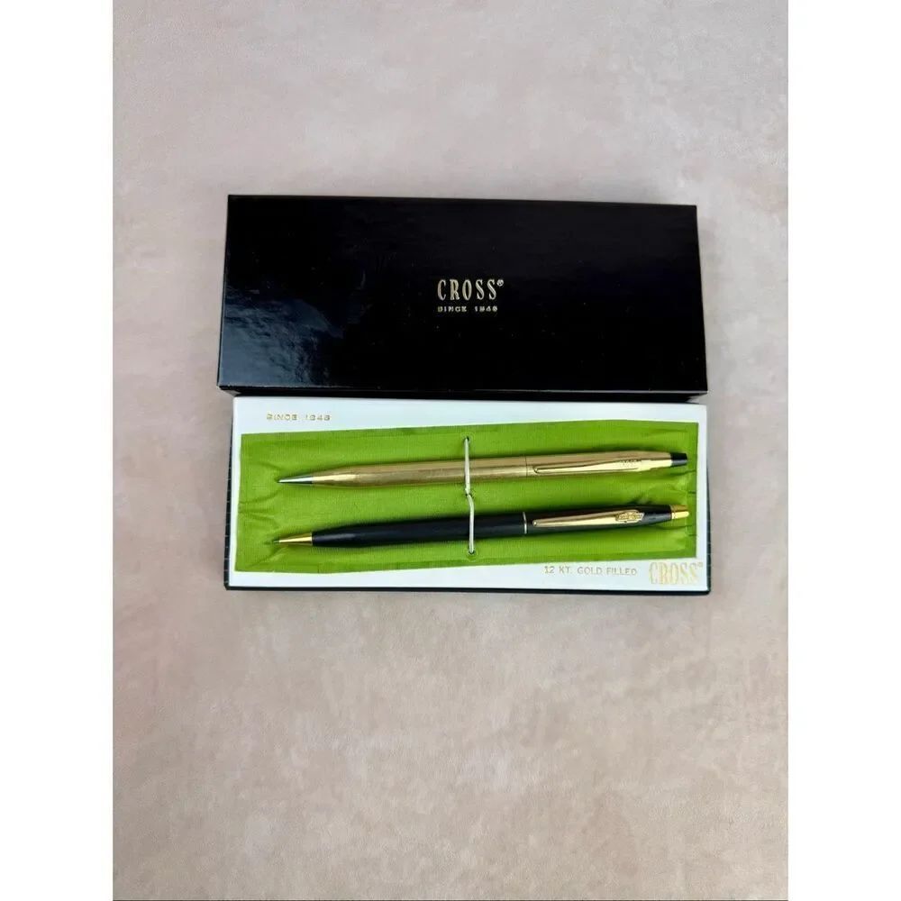 Vintage Cross 12KT Gold Pencil + Cross Chevy Pencil Set with Box READ